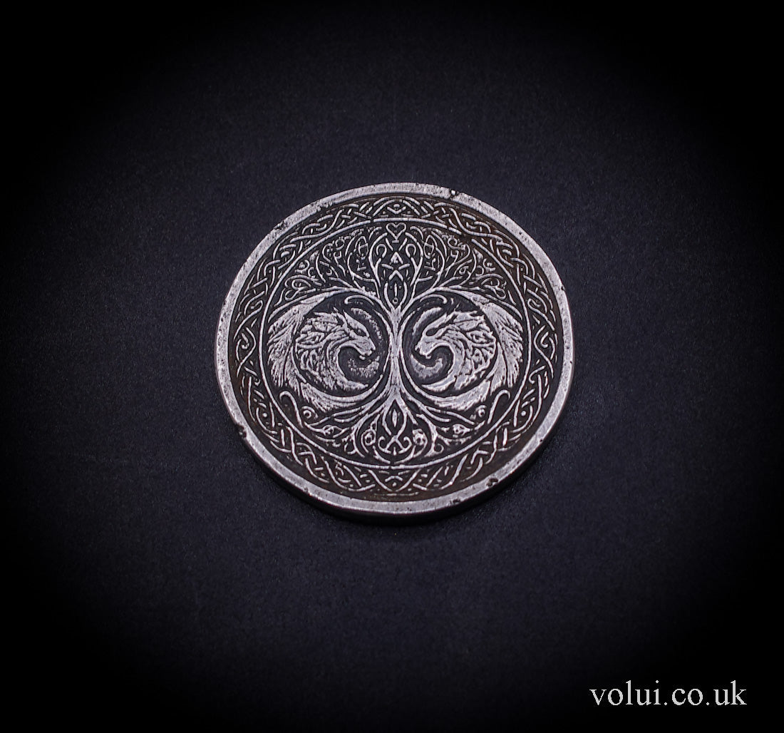 .999 Fine Silver Celtic Dragon Round Draig-teine