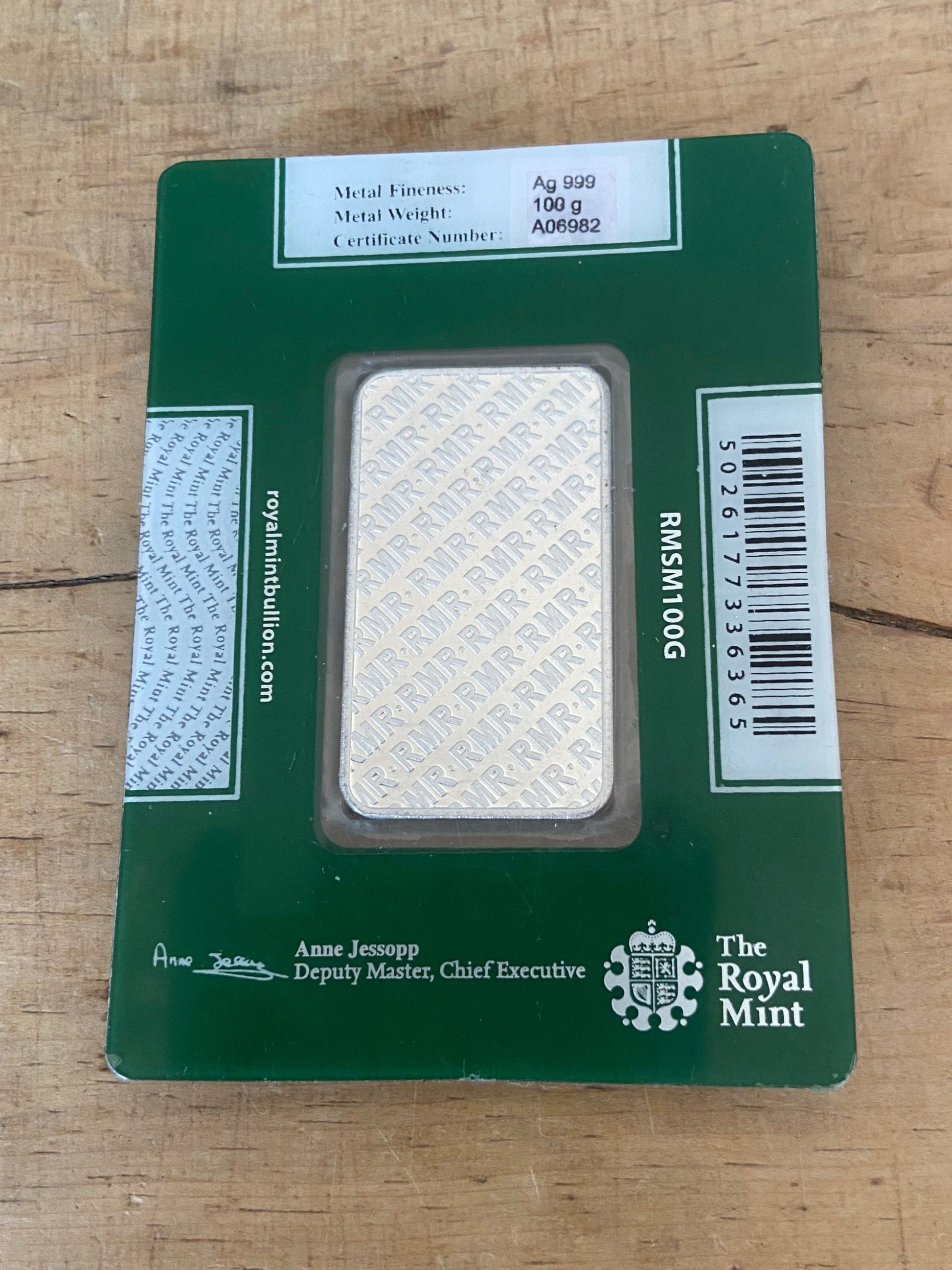 100g Royal Mint .999 Silver Bullion Bar