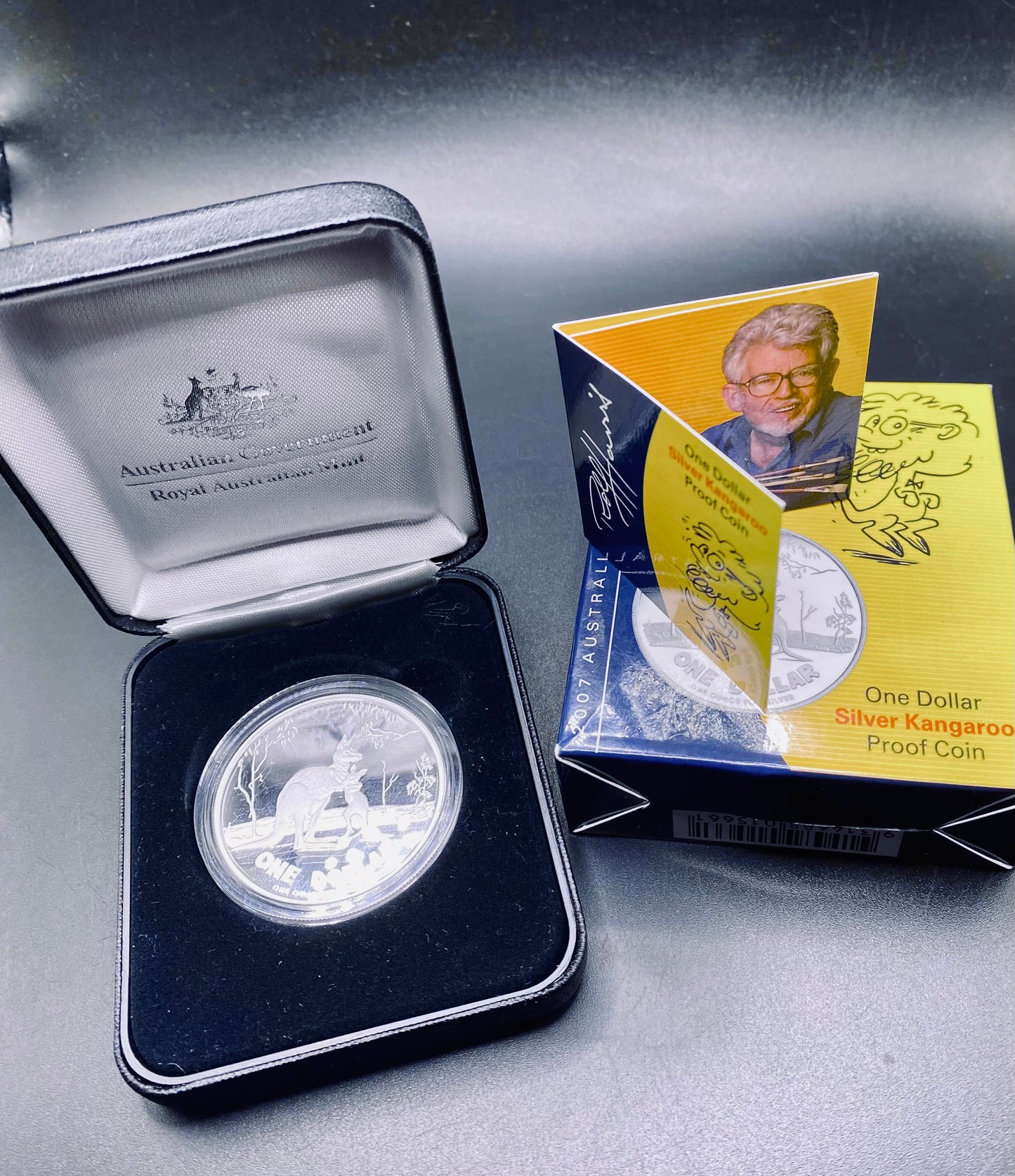 2007 Proof Silver Kangaroo Rolf Harris 1oz 999  Royal Australian Mint 1624 of 20000