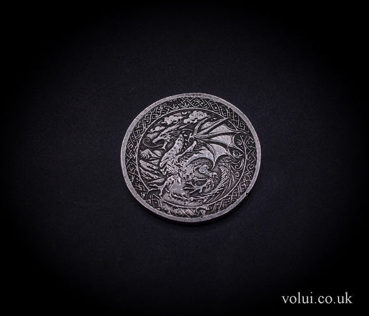 .999 Fine Silver Celtic Dragon Round Draig-teine