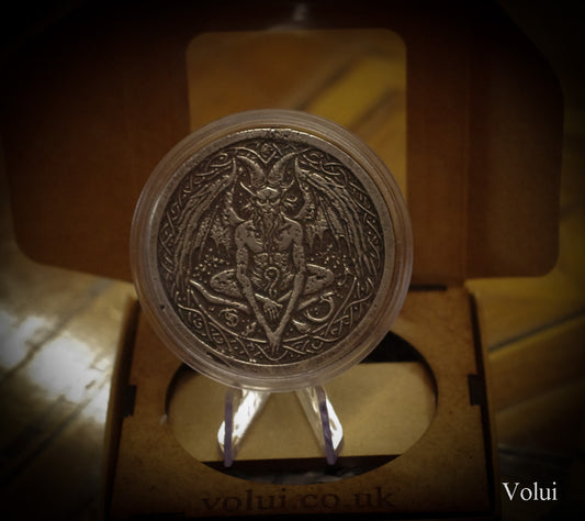 Silver Round Coin Pagan Lucifer Double Sided Design Collectable Hand Cast