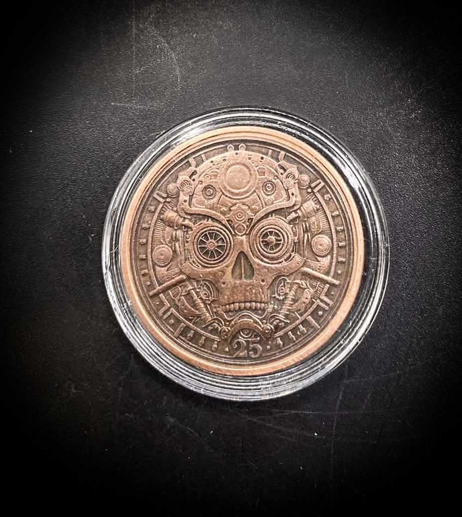 Steampunk Skull 999 Fine Copper Round