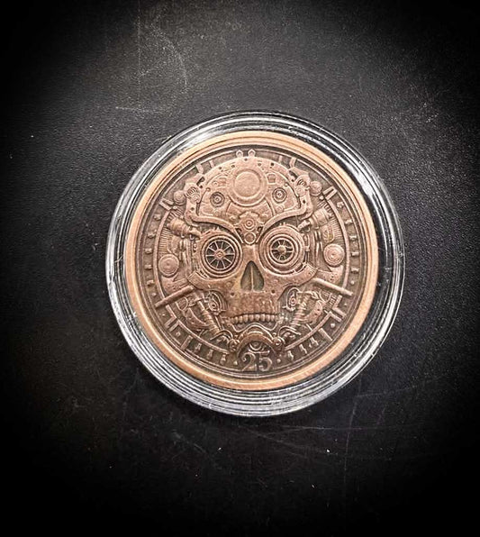 Steampunk Skull 999 Fine Copper Round