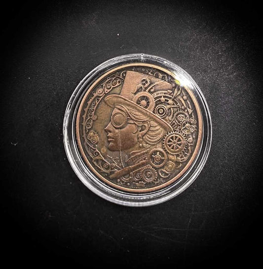 Steampunk Lady 999 Fine Copper Round